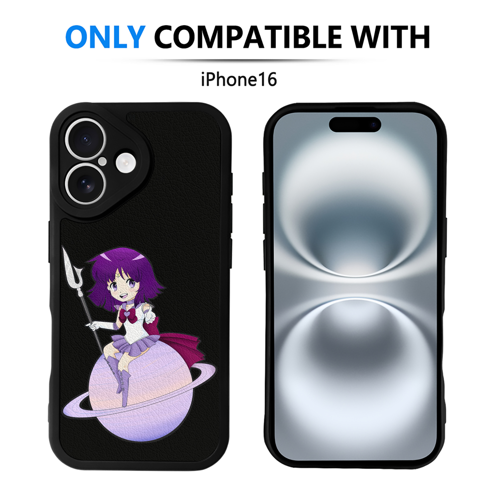 （画像用） 美少女戦士セーラームーン 土萠ほたる Sailor Moon Tomoe Hotaru （セーラーサターン；Sailor Saturn） 【iPhone 16シリーズ対応】シリコンスマホケース（レザー調） 材質：シリコン